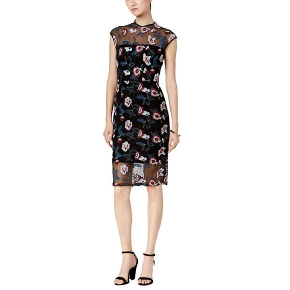 Donna Ricco Floral Embroidered Illusion Dress - Picture 3 of 4